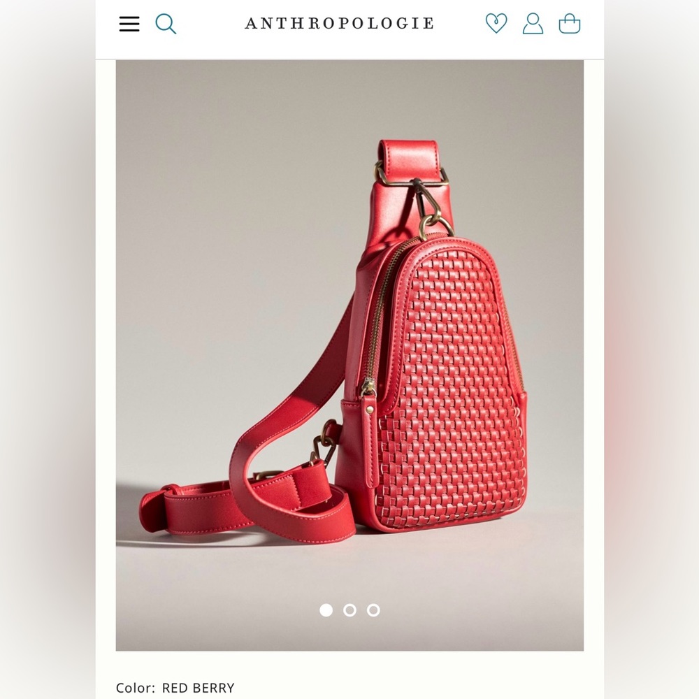 NWT Urban Originals Woven Liberty Sling Bag in Red Berry from Anthropologie